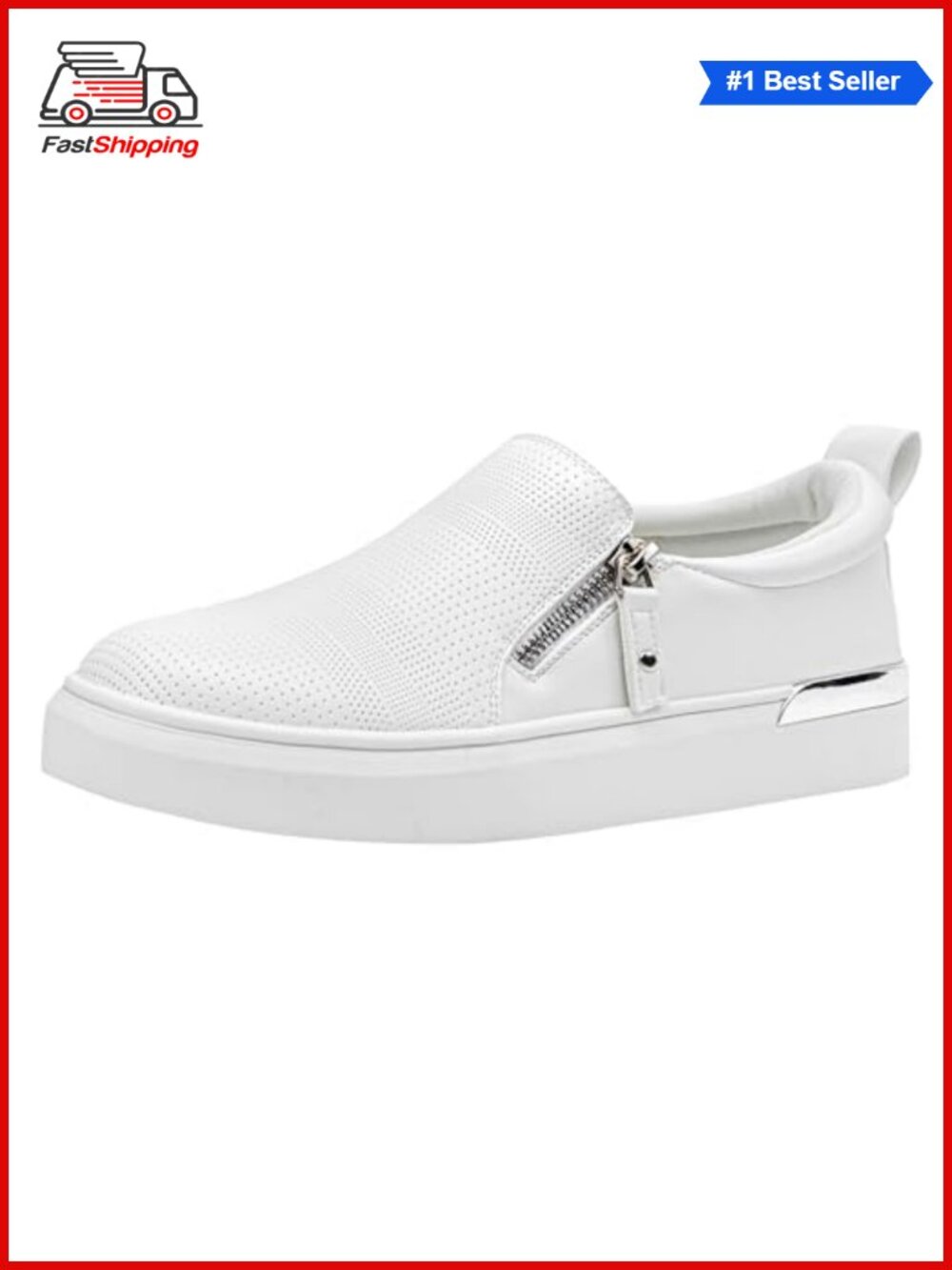 Women's Lightweight Slip On Sneakers Side Zipper Memory Foam